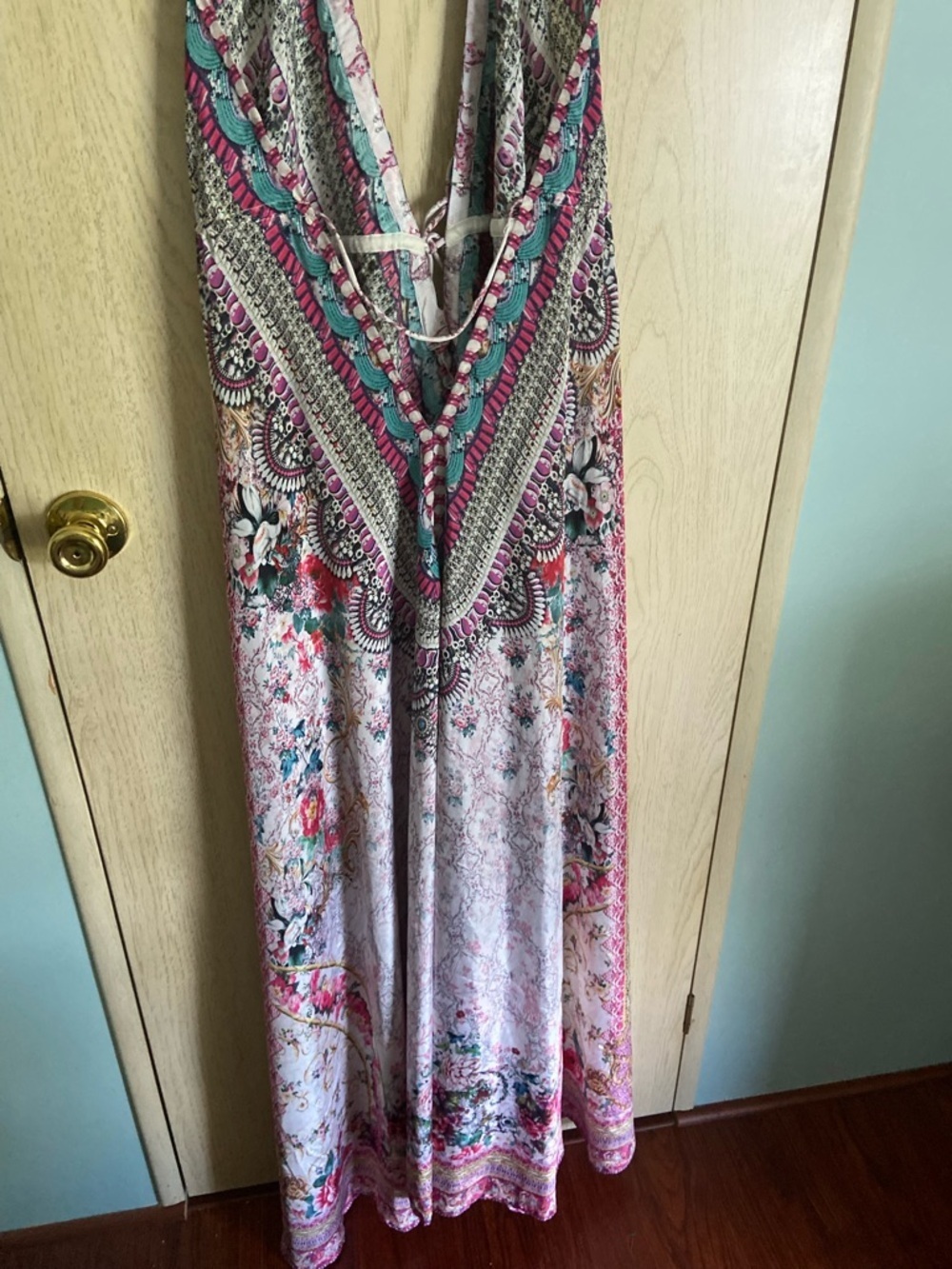 Sakkas Lizi Womens Maxi High-low Halter Handkerchief Long Dress Pink One Size - Picture 7 of 16